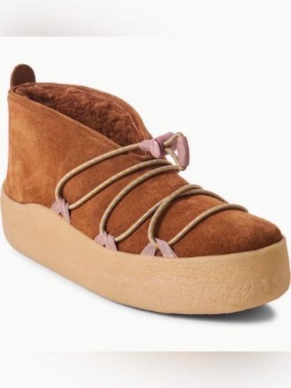 Free People x MUKS LUKS Snowdrop Micro Shearling Boots in Burnt Caramel NIB 7